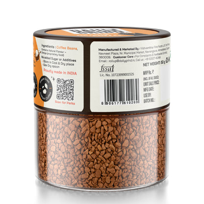 Focused back of Orange Coffee jar
