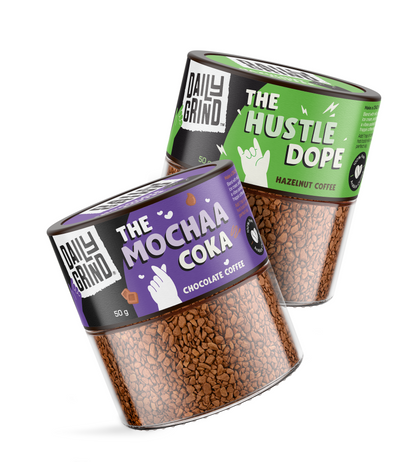 The Mochaa Coka Chocolate Coffee + The Hustle Dope Hazelnut Coffee Combo